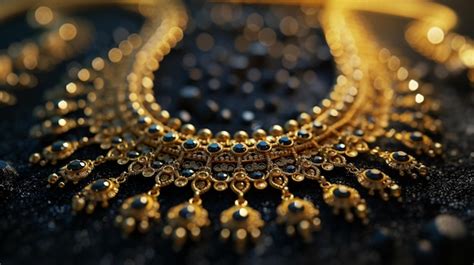 Gold jewellery necklace on black background | Premium AI-generated image