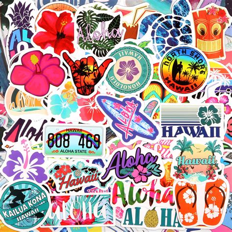 Snapklik.com : 100 Pieces Hawaii Beach Stickers Waterproof Vinyl Decal ...