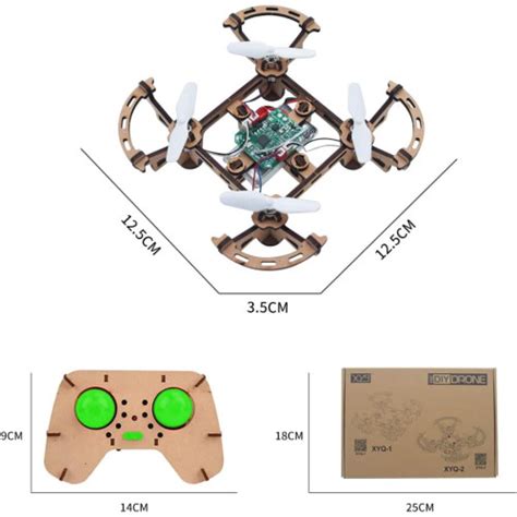 XYQ-2 Wooden Assembly DIY Toy Drone Quadcopter Aircraft with Remote