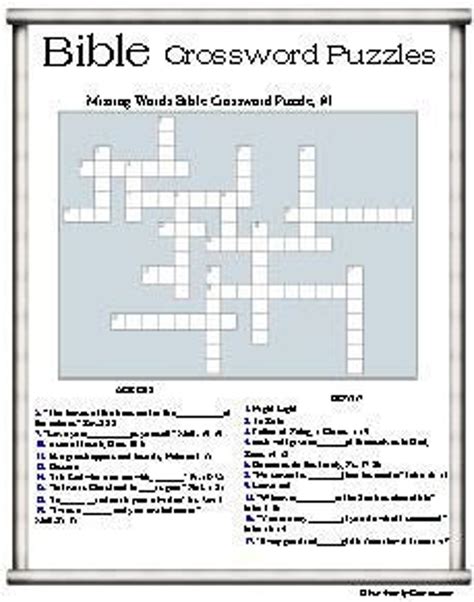 20 Free Printable Bible Crossword Puzzles For Adults – VDLBT
