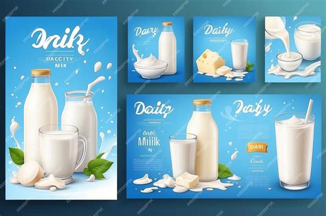 Dairy poster Milk products ads placard decent vector template | Premium ...