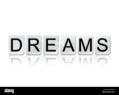 The word "Dreams" written in tile letters isolated on a white ...