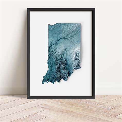 Indiana Elevation Map. Framed Topographic Poster – Mappedwell