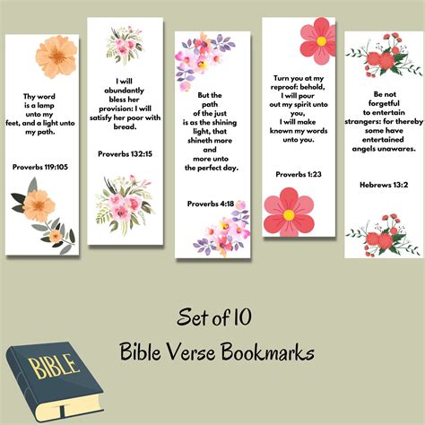 Inspirational Bible Verse Bookmark with Beautiful Flower Design