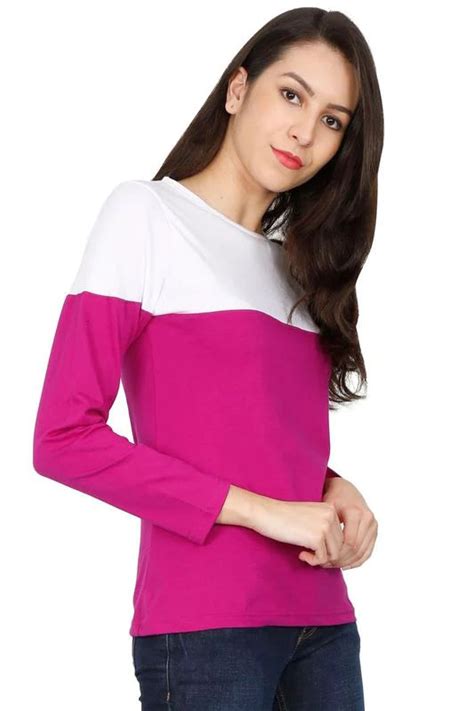 Women's Cotton Round Neck Color Block Full Sleeve T-Shirt – Fleximaa