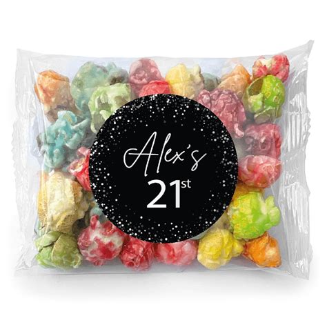 Shop Black & White Confetti Personalised Popcorn Bags