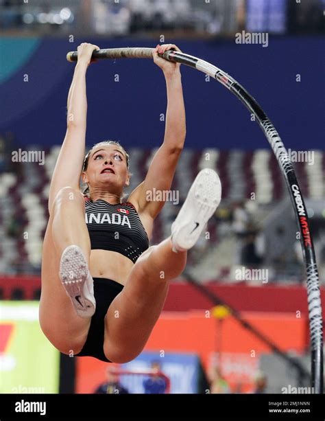 Alysha Newman, of Canada, competes in the women's pole vault final at the World Athletics ...