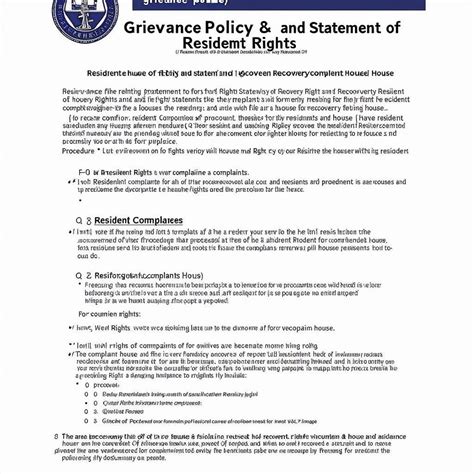 Sample Grievance Policy & Resident Rights for Recovery Homes