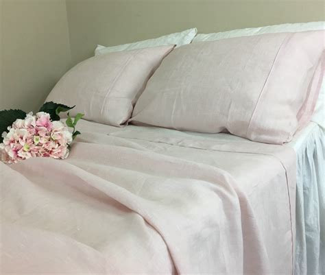 Blush Pink Linen Bed Sheets
