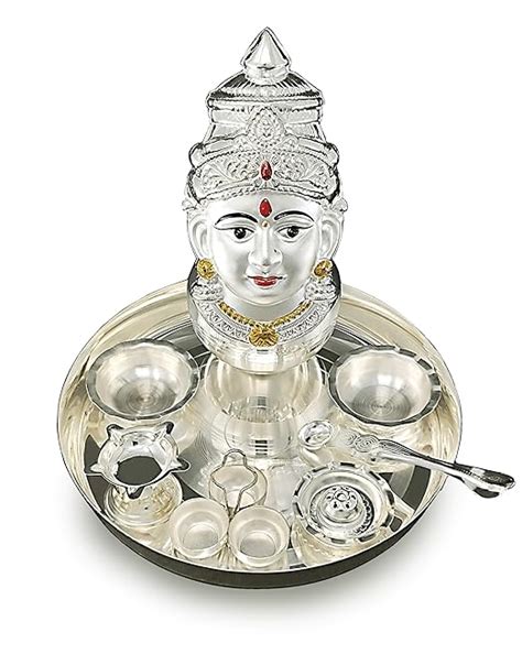 Buy BENGALEN Silver Plated Pooja thali Set with Accessories and ...