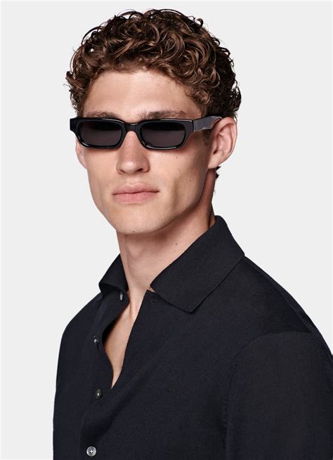 Navy Long Sleeve Polo in Pure Wool | SUITSUPPLY