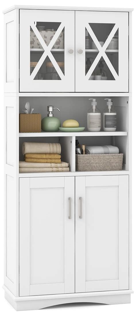Tall Bathroom Cabinet, Modern Kitchen Cupboard Pantry with Adjustable ...