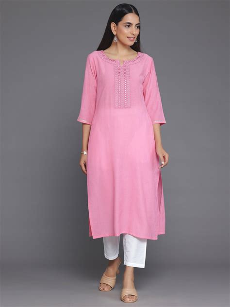 Buy Pink Yoke Design Cotton Straight Kurta Online at Rs.665 | Libas