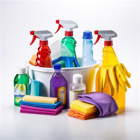 Premium AI Image | Assortment of Cleaning Supplies and Tools for Household