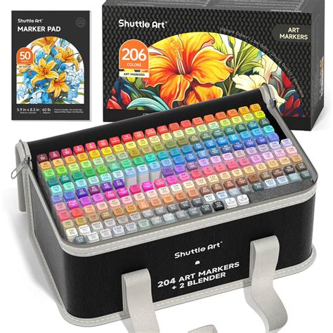 Buy Shuttle Art 205 Colors Dual Tip Alcohol Markers, 204 Colors ...