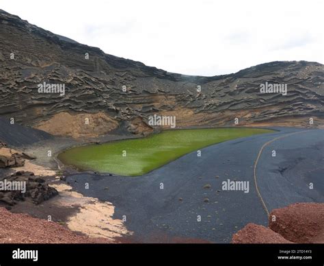 Beautiful view of El Lago Verde. Green lagoon with Atlantic ocean sea ...