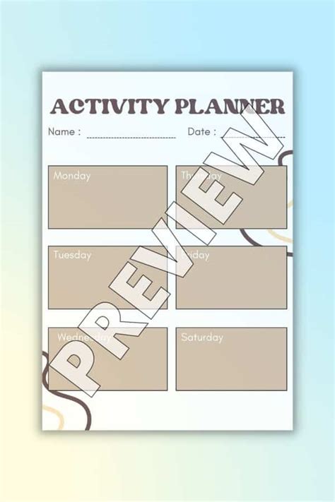 Printable Activity Planner 的图像结果