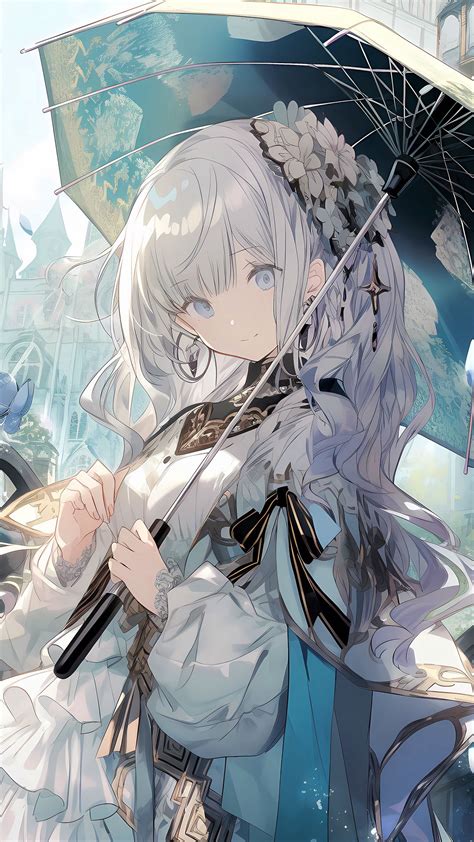 Download wallpaper 1080x1920 girl, flowers, umbrella, anime samsung ...