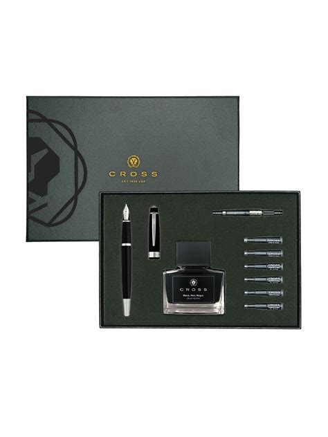 Cross Bailey Black Lacquer CT Fountain Pen Gift Set – Royal Collection ...