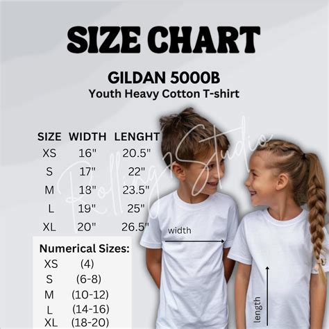 Gildan 5000b Size Chart Kids Heavy Cotton Tee Measurements 5000B Size ...