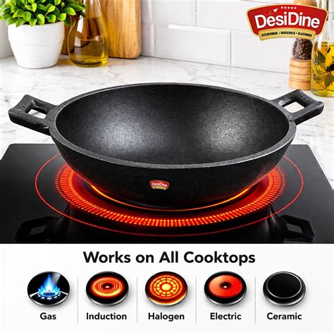 DesiDine Cast Iron Pre-Seasoned Kadhai Wok – Desi Dine