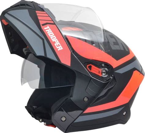 STUDDS Trooper D1 Flip-up Full Face with Dual Visor Motorbike Helmet ...