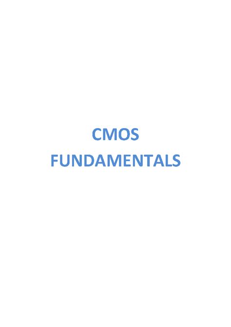 CMOS FUNDAMENTALS UNIT 1: INTRODUCTION TO ELECTRONS AND HOLES - Studocu