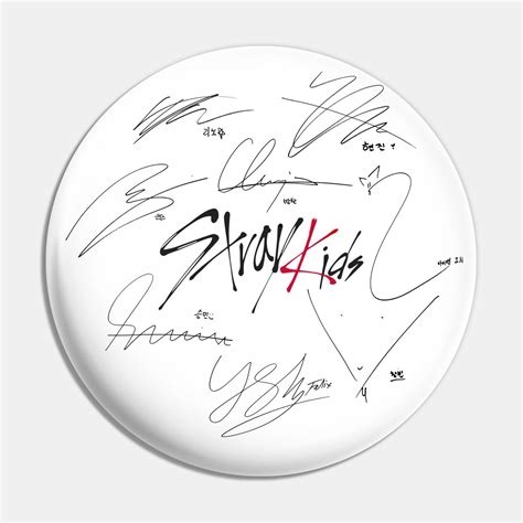 Stray Kids Ot8 Logo With Signatures White Pin