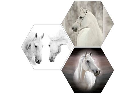 SAF paintings Vastu Horses UV Textured MDF Set of 3 Hexagon Painting 17 ...