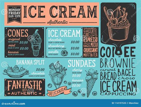 Ice Cream Menu With Different Ice Cream Cones Royalty-Free Stock Photo ...