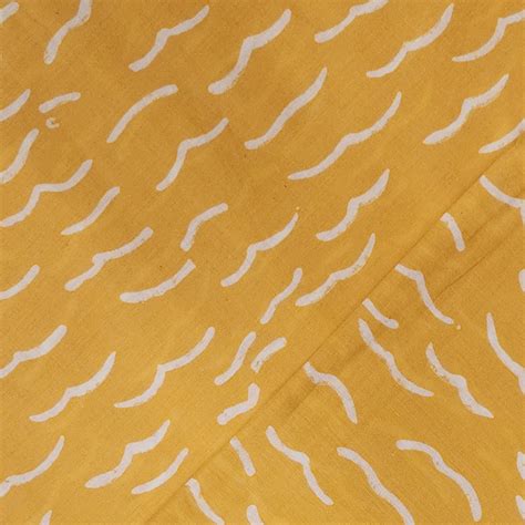 Pure Cotton Discharge Yellow With Cream Intricate Design Hand Block Pr ...