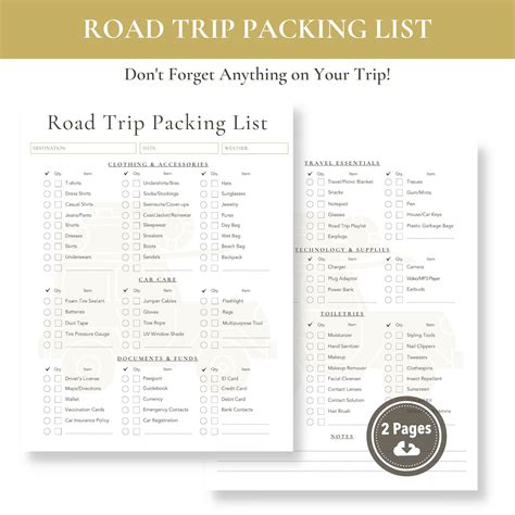 Printable Road Trip Packing List (The Ultimate Checklist!) - buck ...