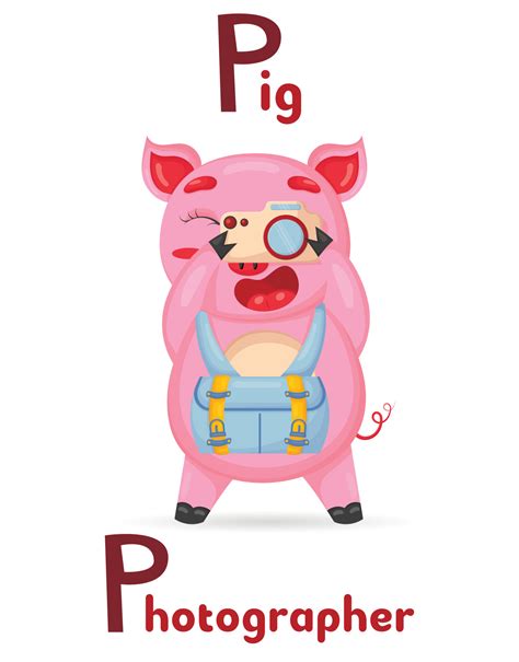 Latin alphabet ABC animal professions starting with letter p pig ...