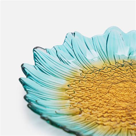 Shop Set Of 2 Blue & Yellow Ombre Gerbera Shaped Desset Plates - at ...