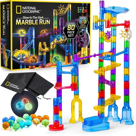 NATIONAL GEOGRAPHIC Glowing Marble Run – Construction Set with 15 Glow ...