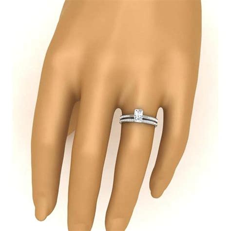 Moissanite Diamond Radiant Shape Cathedral Pave Engagement Ring ...