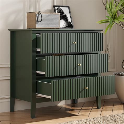 Amazon.com: RoyalCraft Fluted 3 Drawer Dresser, Wide Chest of Drawers ...