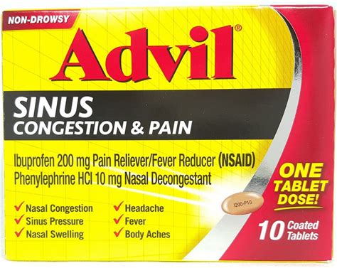 Buy Advil Sinus Congestion & Pain 10 ea (Pack of 3) Online at Lowest ...