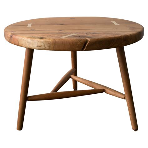 Round Leather Coffee Table at 1stDibs