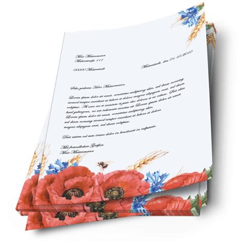 Briefpapier Blumen & Blüten FELDBLUMEN - DIN A4 - 20 Blatt
