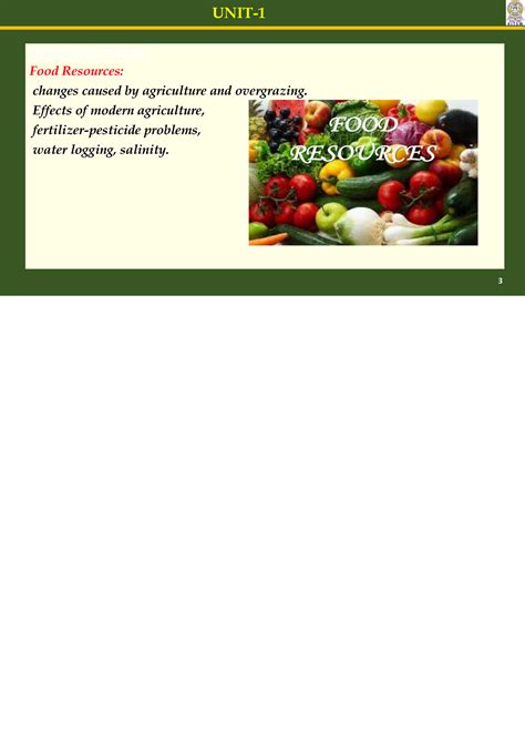 ES12 - Notes - UNIT- INTRODUCTION: Food Resources: changes caused by ...