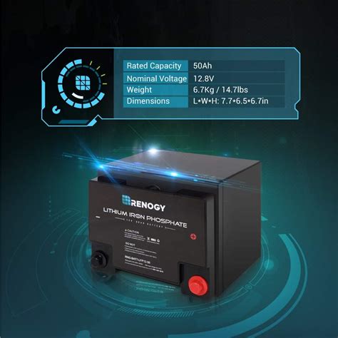 Buy Renogy 12V 50Ah LifePO4 Lithium Iron Phosphate Battery Deep Cycle ...