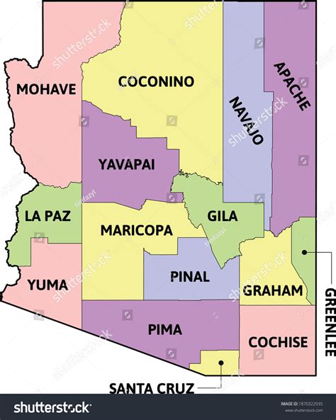 Arizona Map Counties 2.182 Arizona Map Counties Bilder, Stockfotos,