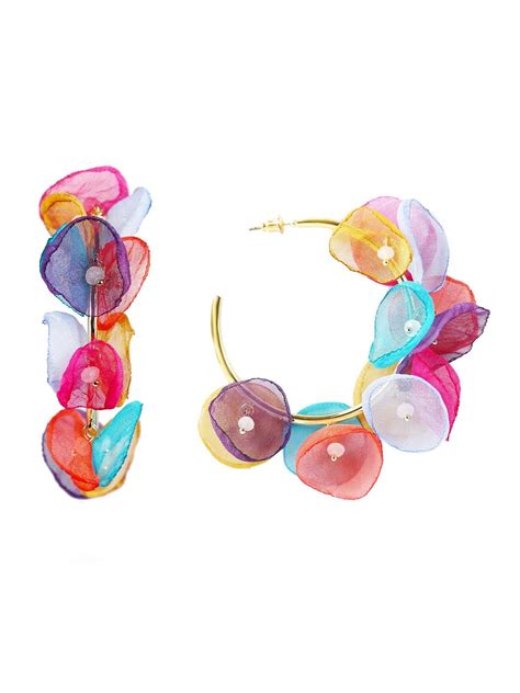 Yellow Chimes Earrings For Women Gold Tone Hoop With Multicolor Petals ...