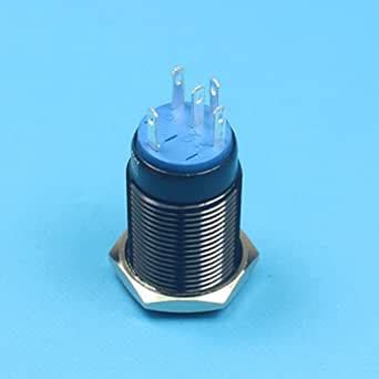 WOMBLE DC12V 16mm Ring Led Metal Self-locking Latching Push Button ...