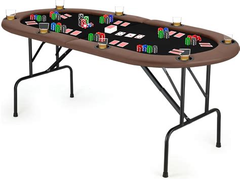 Amazon.com: LUCKYERMORE Poker Table 8 Player 48” Octagon Folding Texas ...