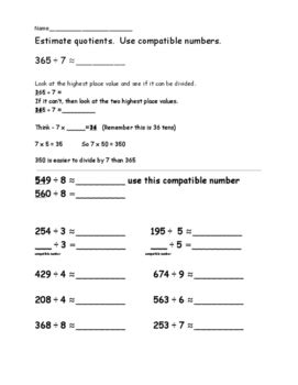 Image result for Use Compatible Numbers to Estimate