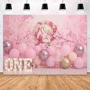 MEHOFOND Girl 1st Birthday Photography Background Pink Floral Balloon ...
