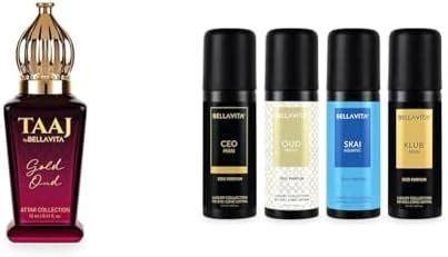 Bella Vita Luxury TAAJ Gold Oud Attar, 12 ML Unisex Body Parfum Spray ...