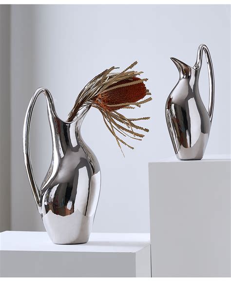 吉维尼家居 现代银色花瓶银不锈钢客厅花器_设计素材库免费下载-美间设计